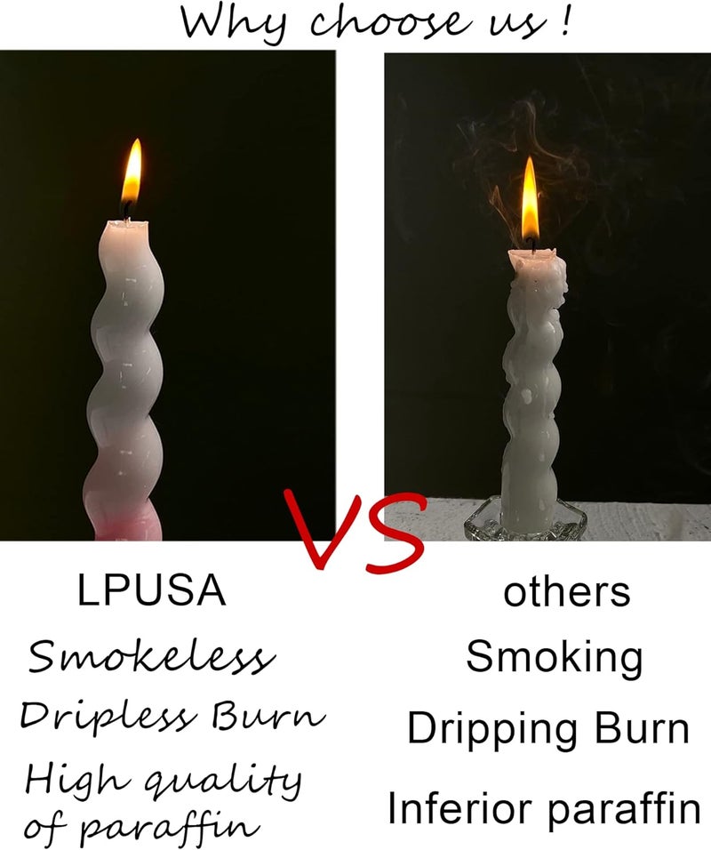 LPUSA Taper Candle White Spiral Candlestick Short Tapered Candles Twisted Candlesticks for Table Decor Housewarming Gift Idea-7.5inch,4pcs(White) - Image 4